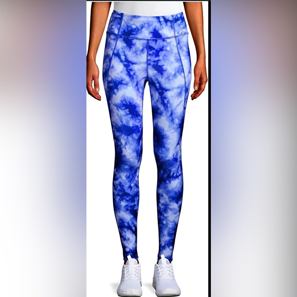 Prwnd Avia Women's Active Performance Tie Dye Leggings (Tie Dye Blue Glass) M